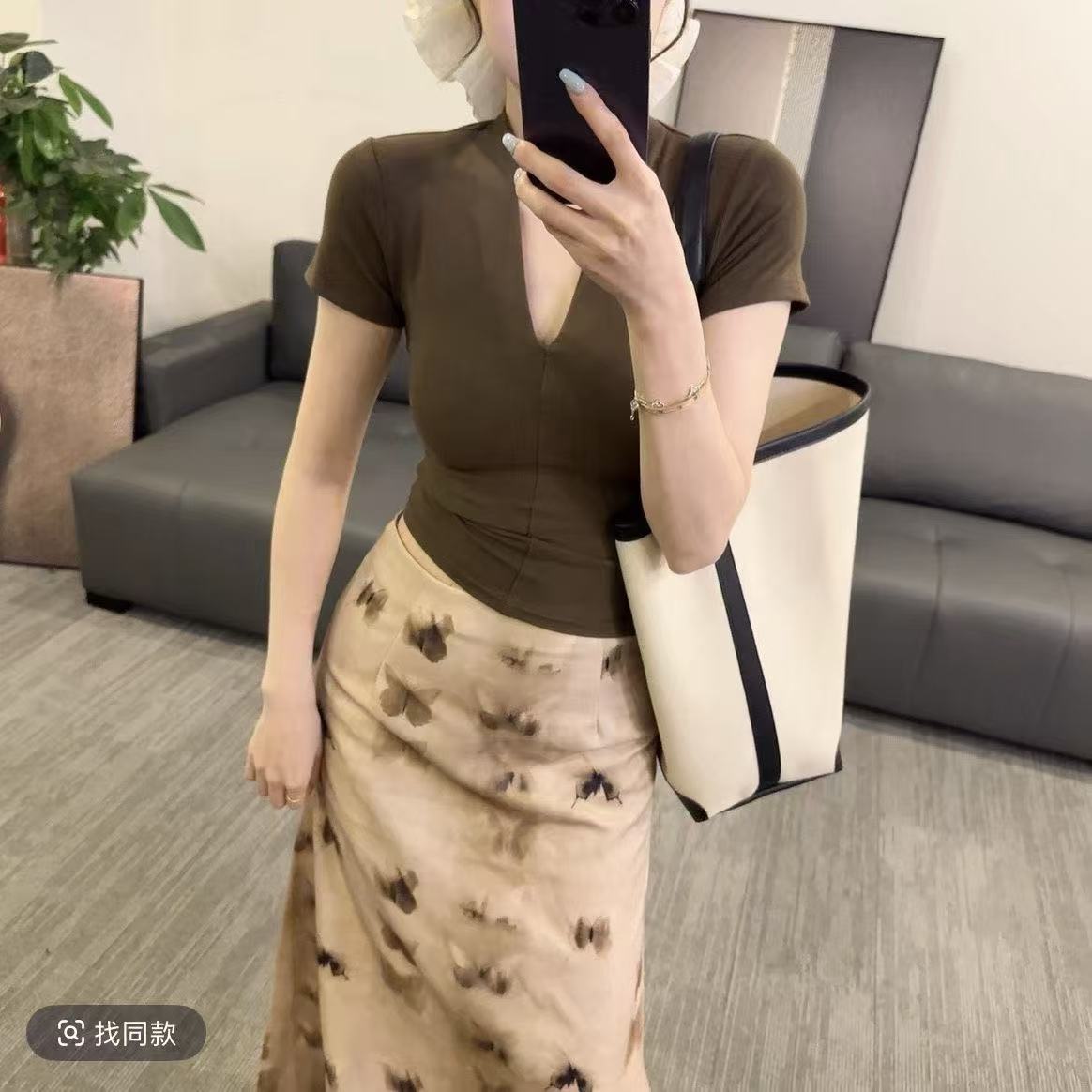 休闲风韩版开叉通勤风上衣高腰时尚套装不规则静奢风阴阳师联名