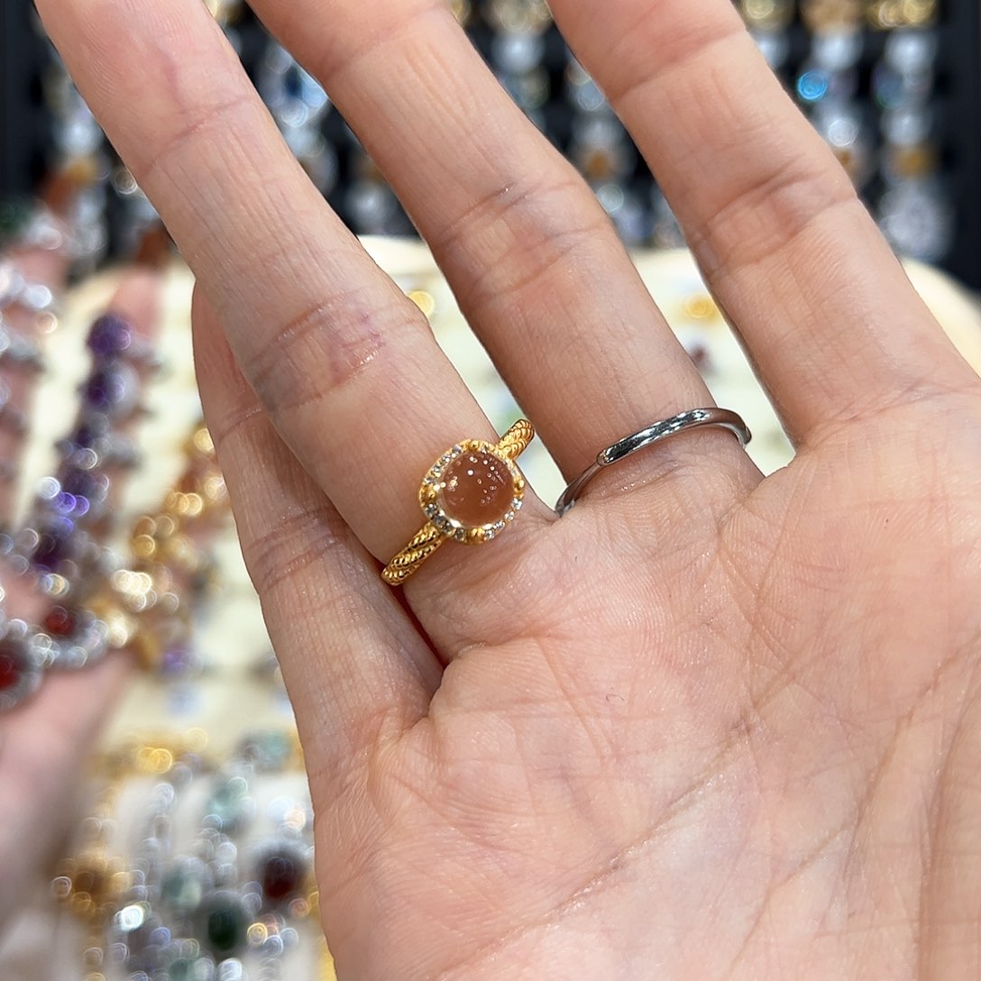 水晶金色拖不保色介意慎拍银托不掉色银S925镶嵌荔**芒