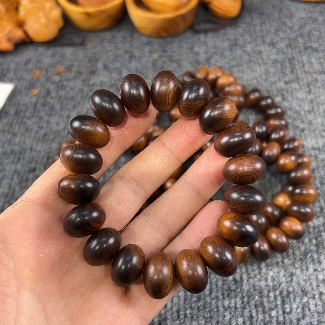 崖柏太行崖柏雷击木18算盘珠，咖啡甜奶香
