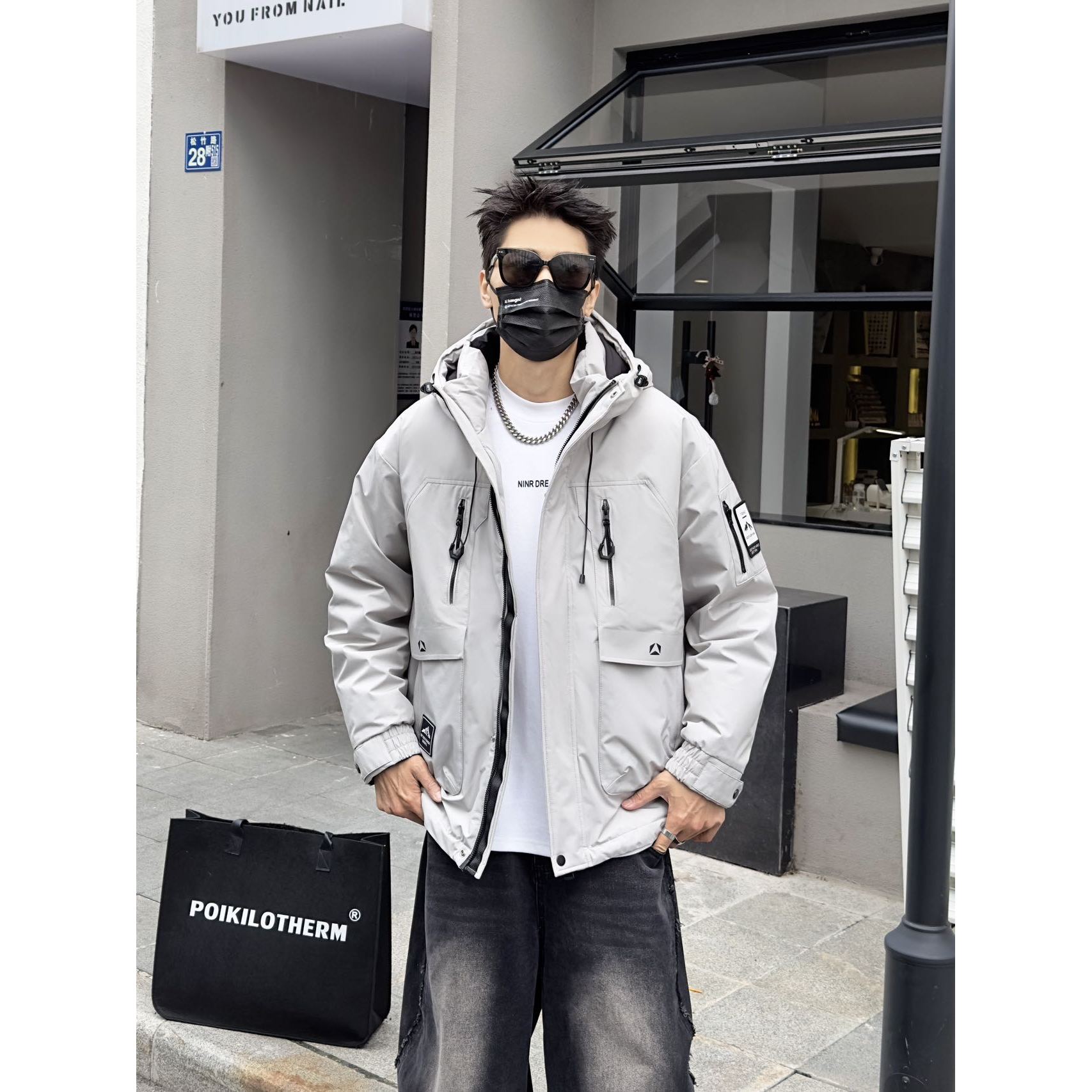 Y9920*总#【廓形结构图】情侣加厚羽绒服外套90绒