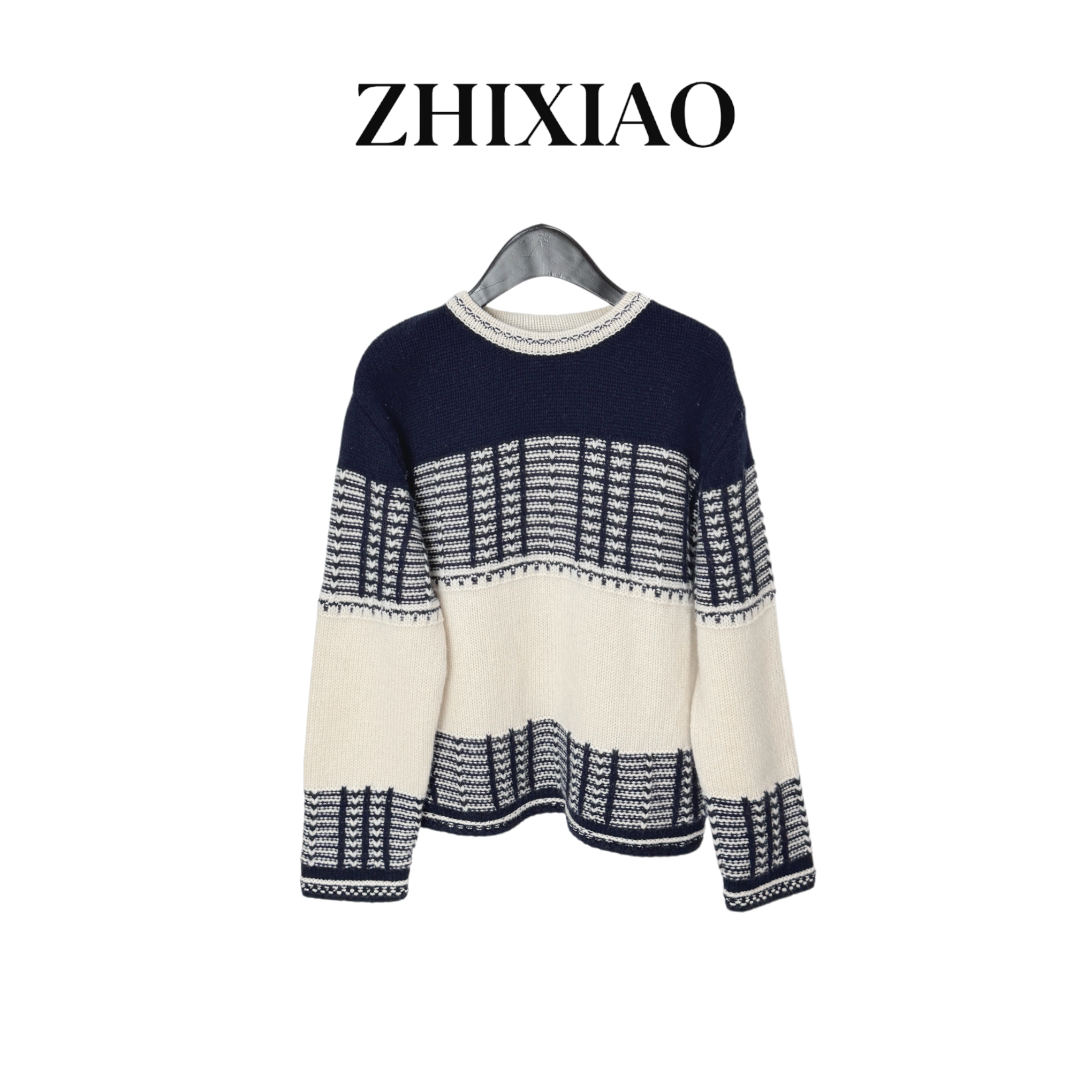 【ZHIXIAO】秋冬新款：拼色针织毛衣9239