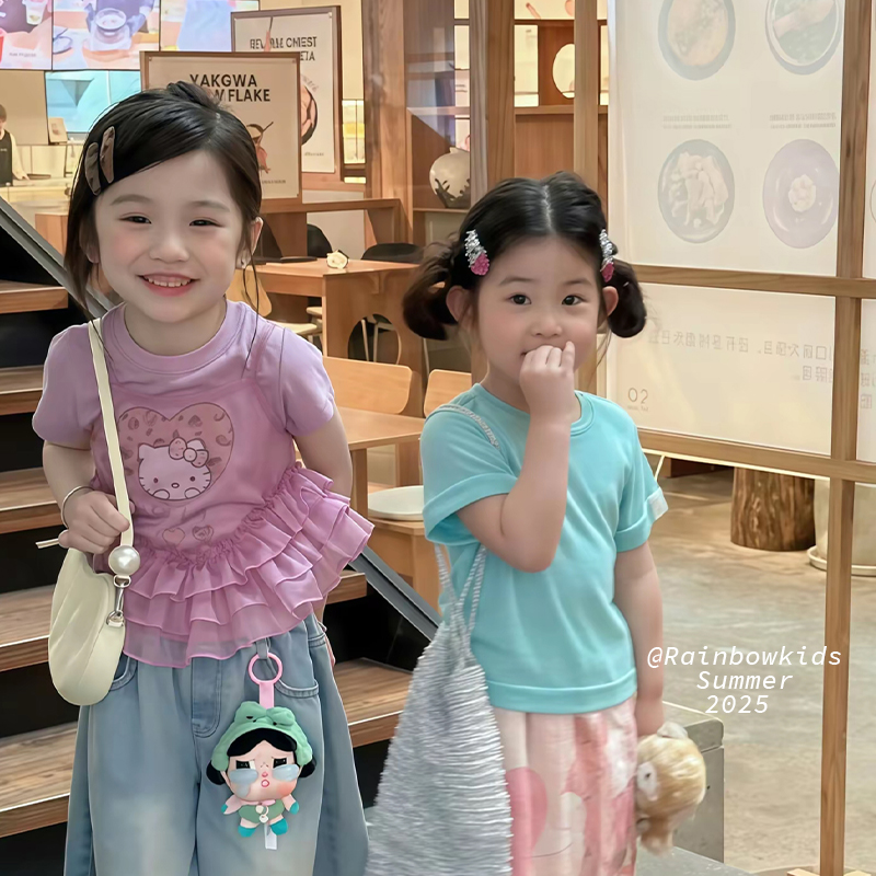 【彩虹家】2025新款韩系爱心哈喽kt猫咪百搭时髦套装-88273