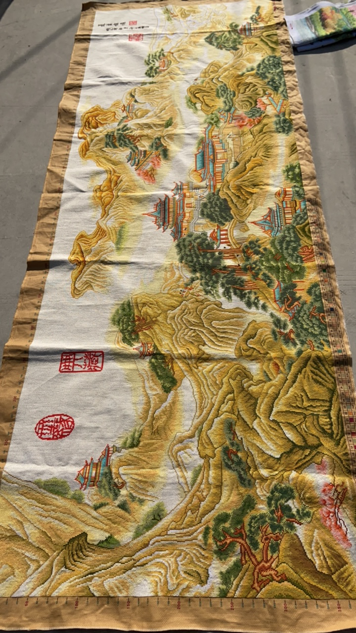 纯手工十字绣成品世纪十大名画蓬莱仙镜2.8米满绣客厅大画