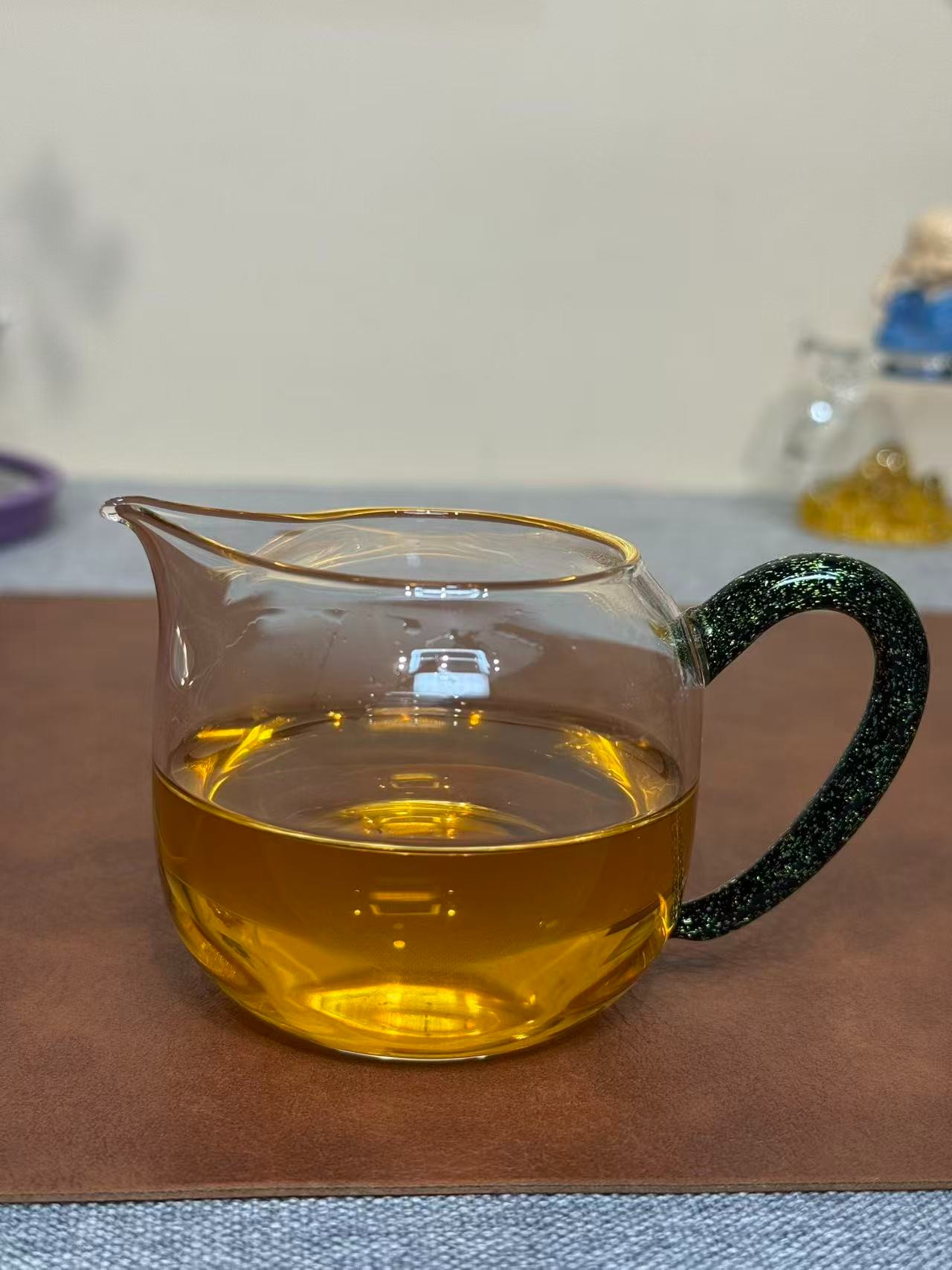 炫彩亮片公道杯高通透纯手工高硼硅玻璃耐热家用茶小号茶海