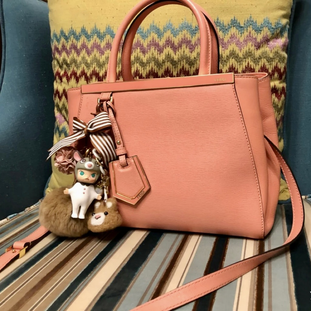 95新 FENDI/芬迪 2Jours 西瓜红色 经典tote 托特包 单肩手提斜挎