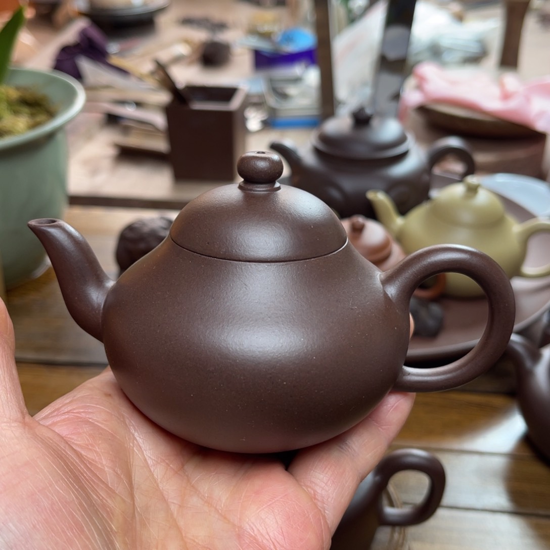 紫砂茶壶?梨形壶工厂八九十年代特拼紫泥