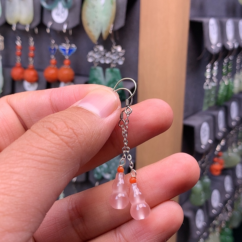 【闪购商品】南红玛瑙耳饰银S925镶嵌满意