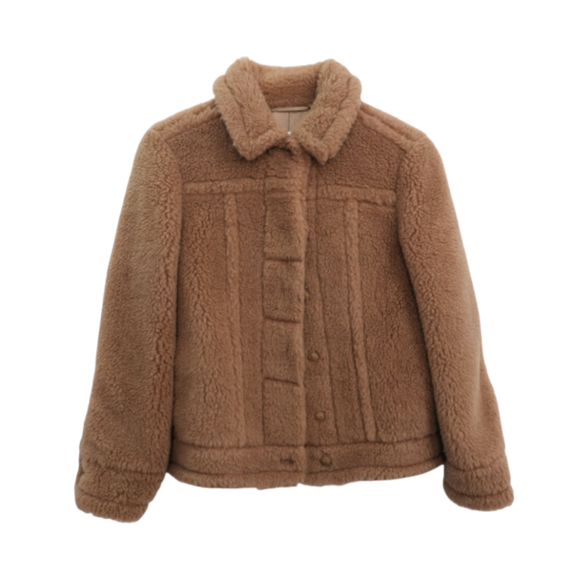 99新 MaxMara  纯色休闲夹克 女款 驼色 尺码32 /F1600034