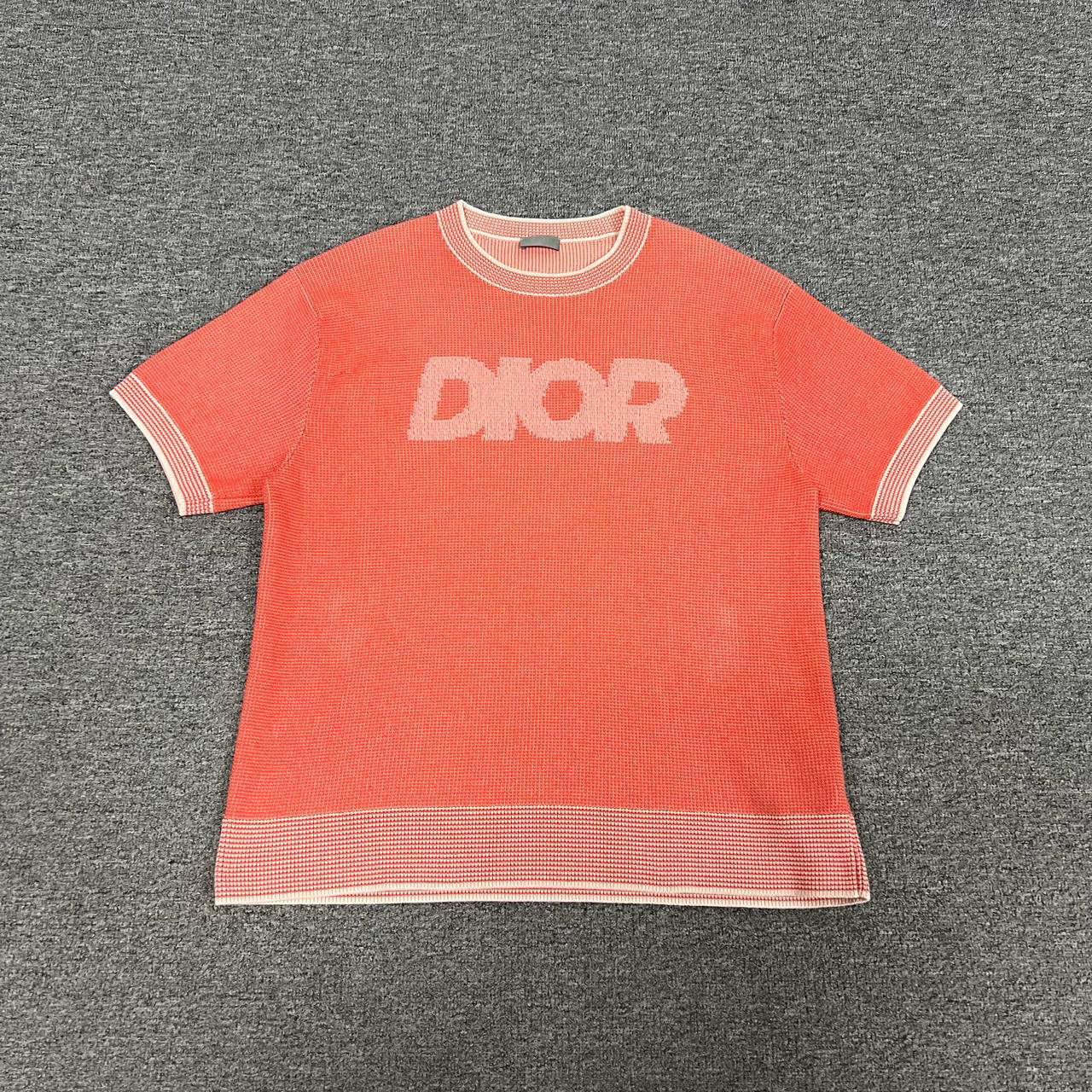 99新 DIOR/迪奥 logo 印花圆领套头短袖针织上衣 l码