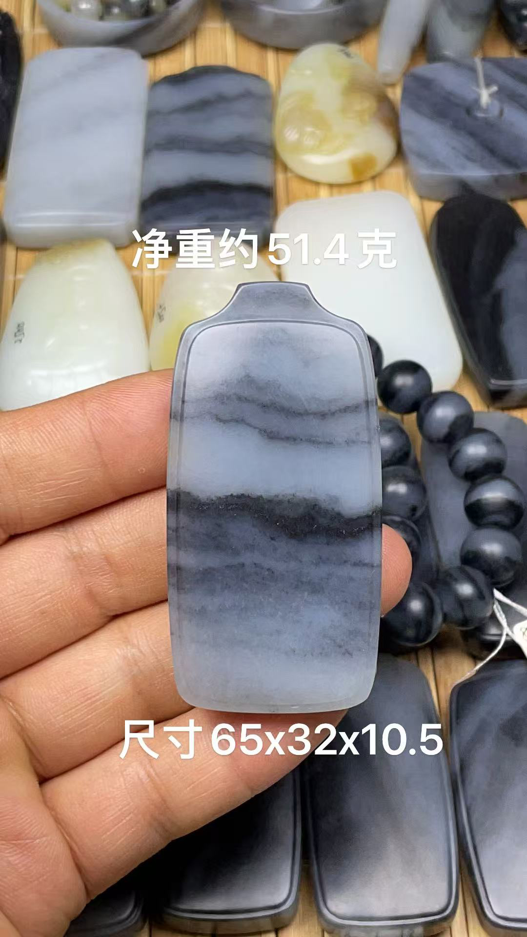 天然和田玉籽 料青花平安无事牌玉佩挂件吊坠