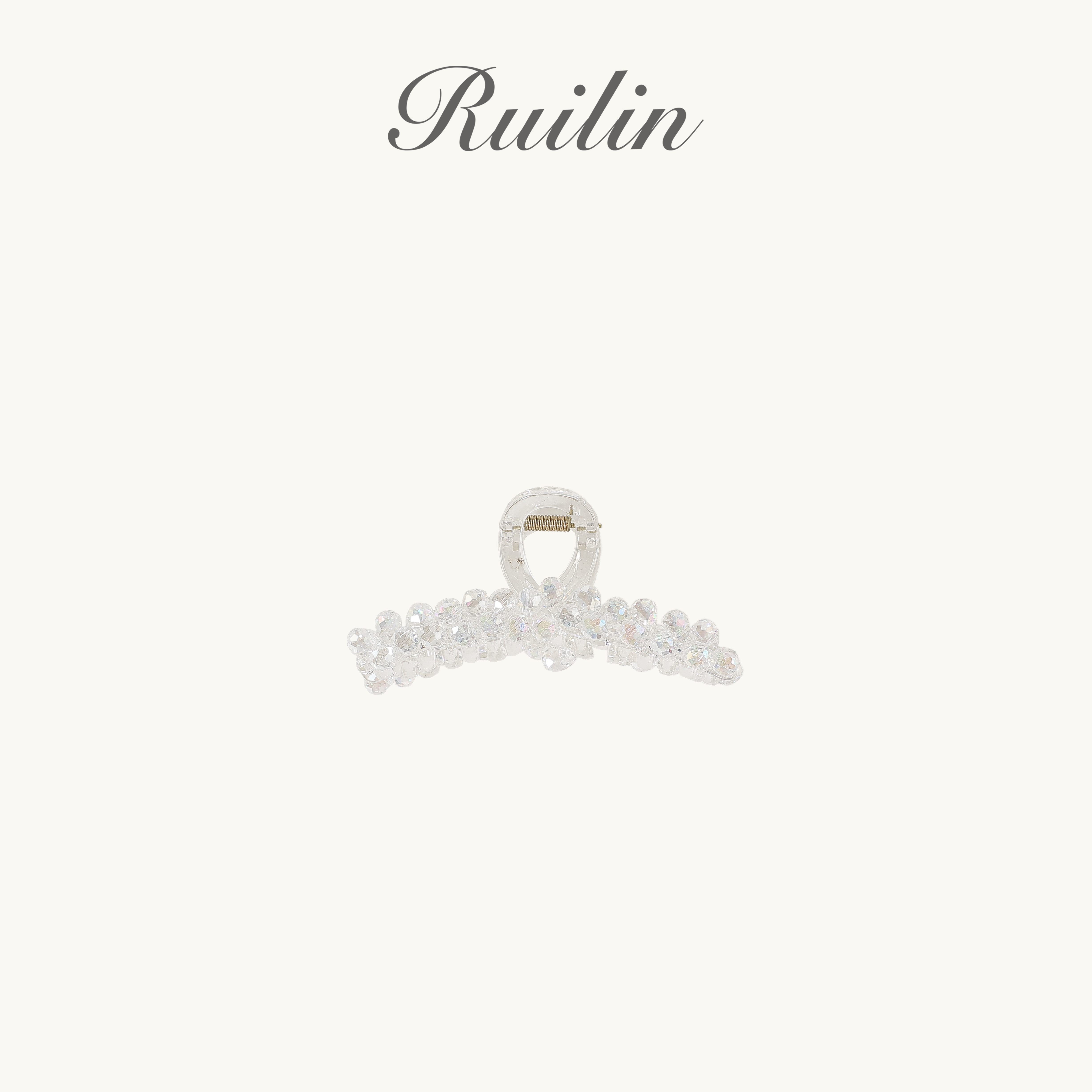 RUILIN【217】【心与心恋】时尚简约精致透明仿钻鲨鱼发夹