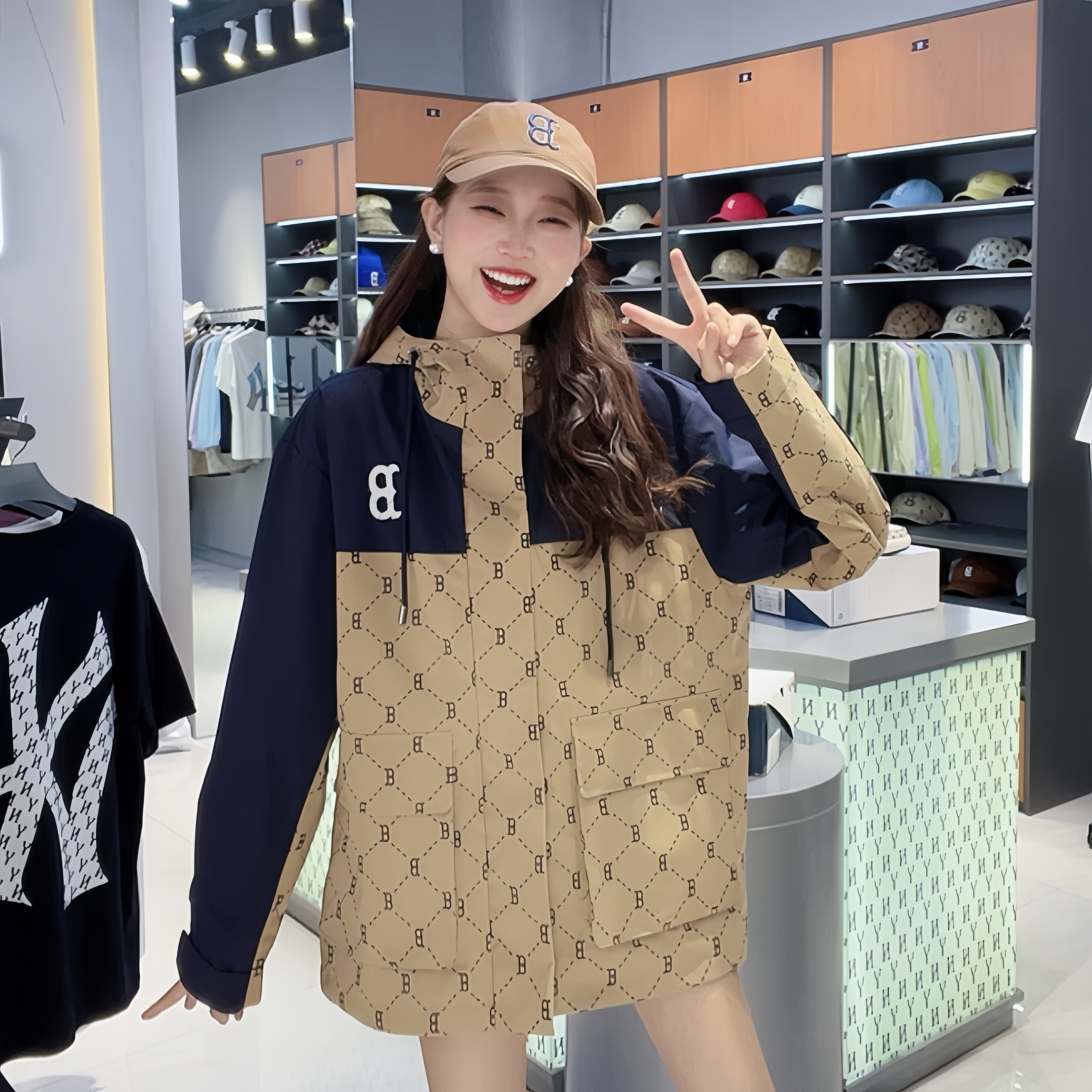 NY联名款满印冲锋衣夹克男女同款时尚休闲百搭小外套 189晴晴