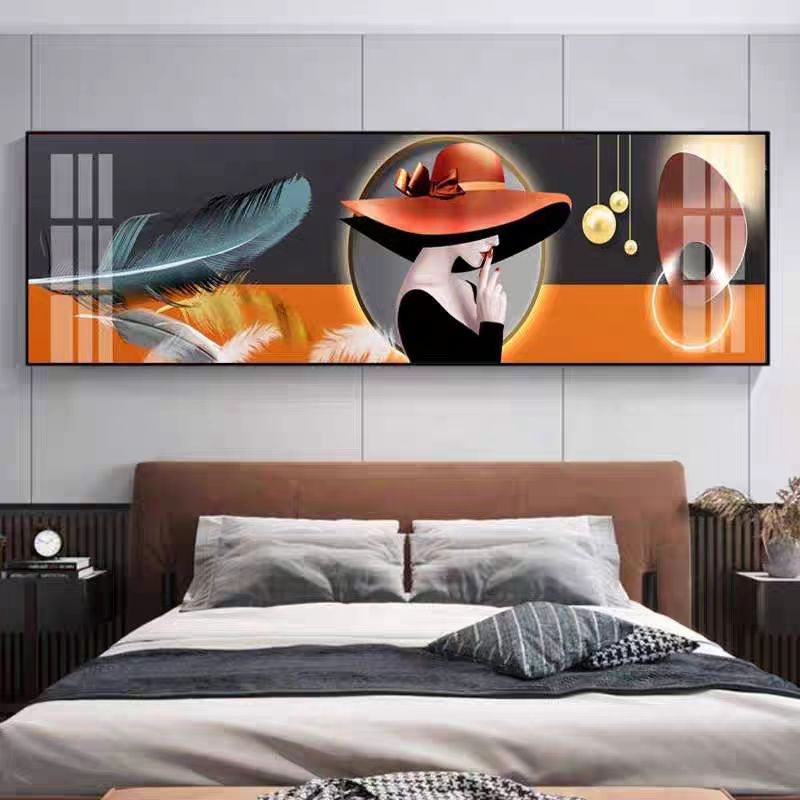 简约现代卧室装饰画美女几何晶瓷镶钻床头画