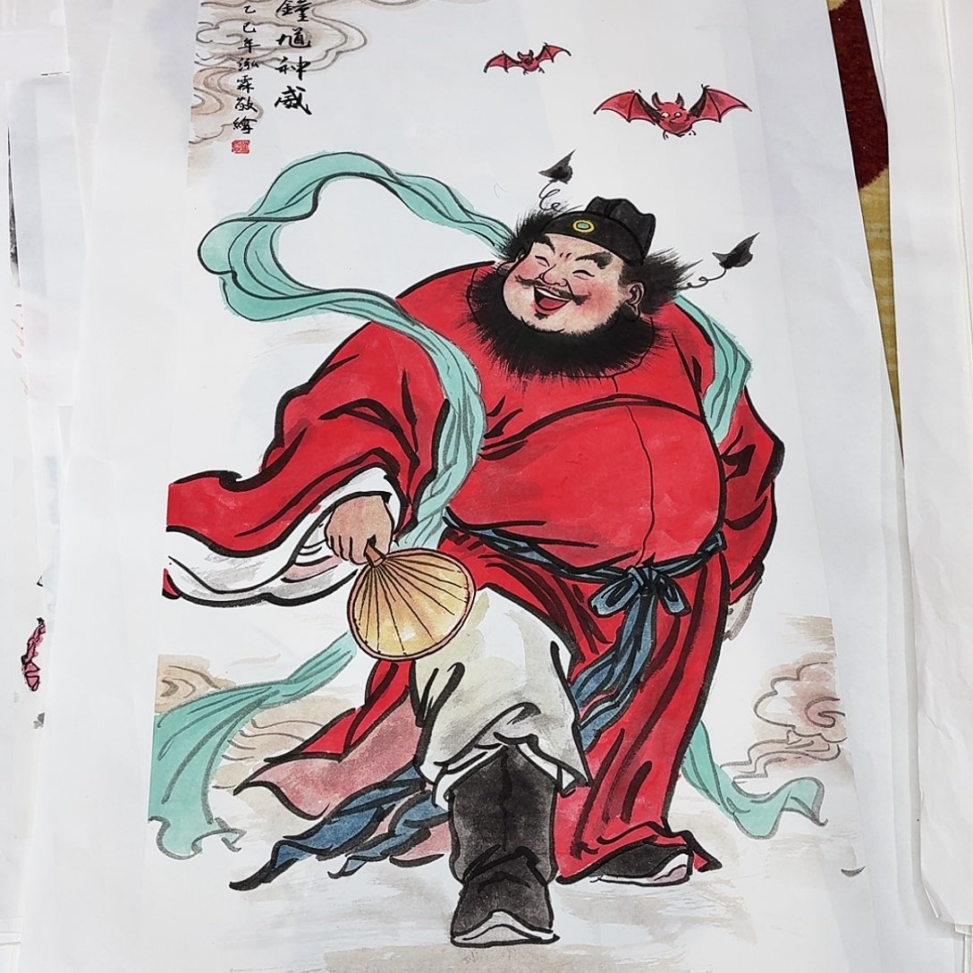 国画三尺整纸手绘作品