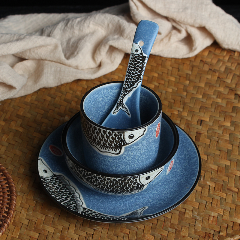 商用摆台四件套水杯勺子碗碟套装陶瓷酒店饭店高温釉下彩餐桌摆台