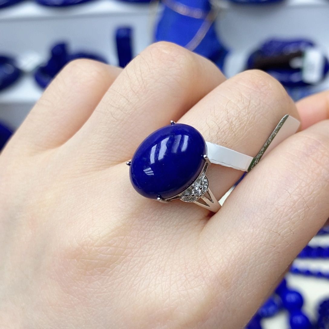 青金石银S925镶嵌戒指