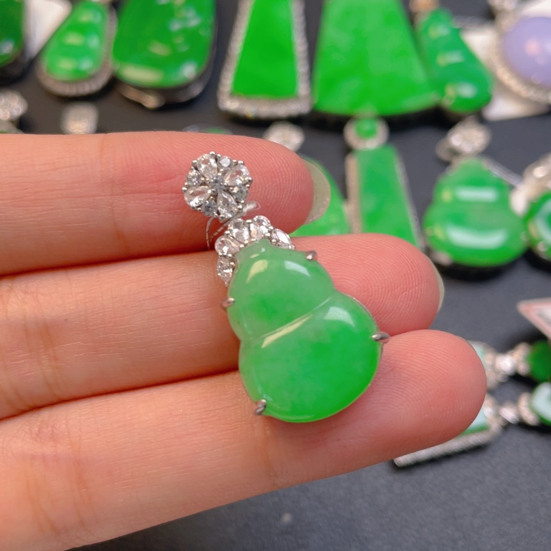 翡翠银S925镶嵌吊坠(不含链)