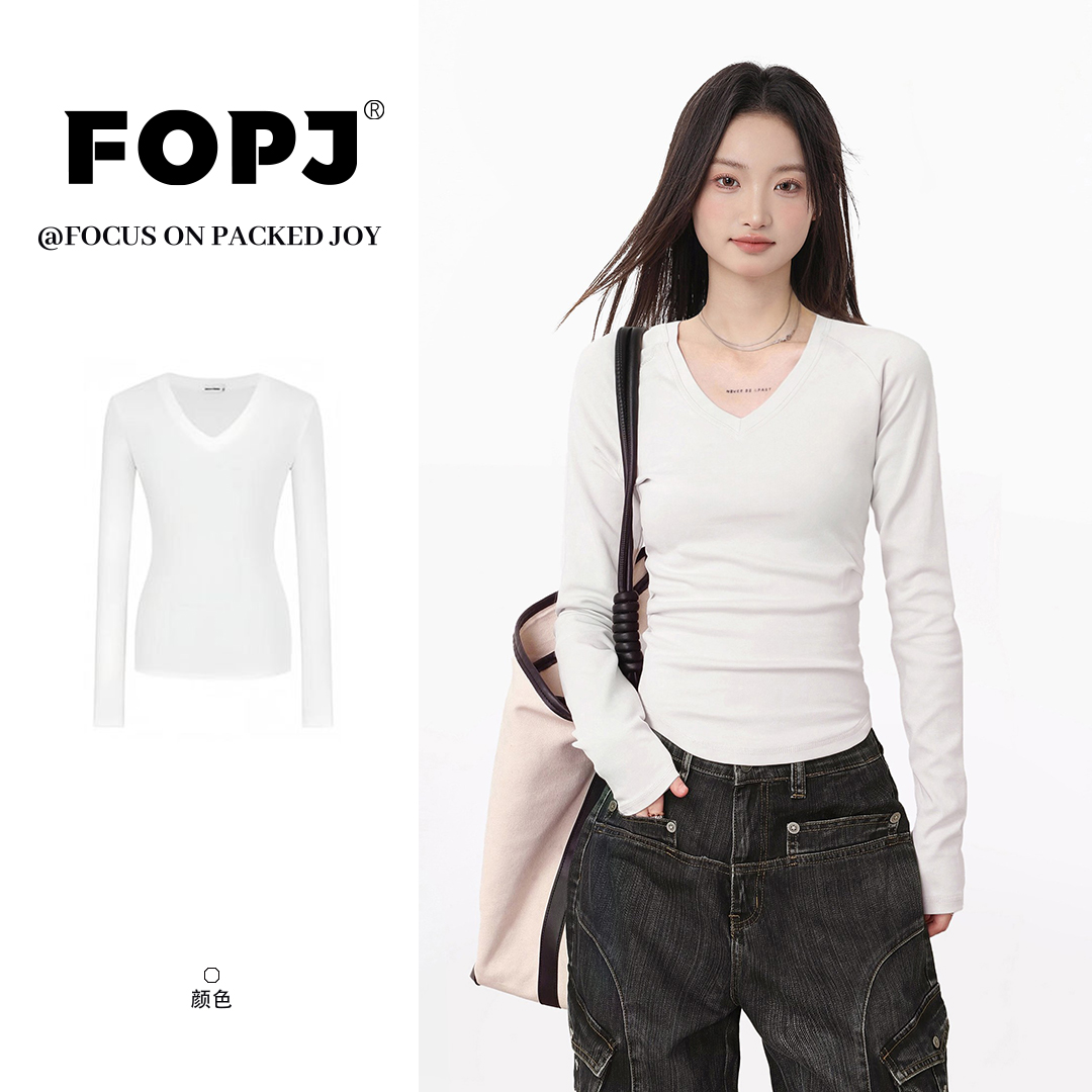 FOPJ韩版纯欲风辣妹打底衫长袖t恤女春秋款时尚内搭修身显瘦上衣
