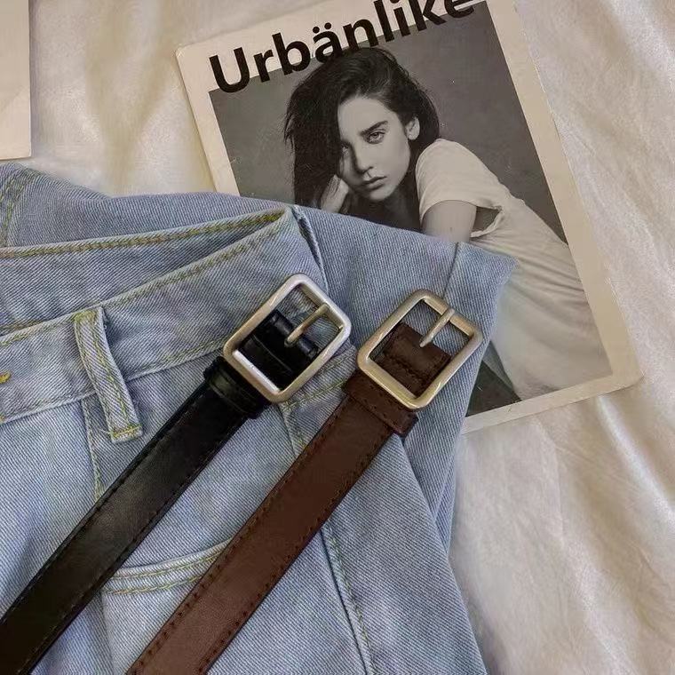 简约风方扣腰带男女通用百搭宽皮带