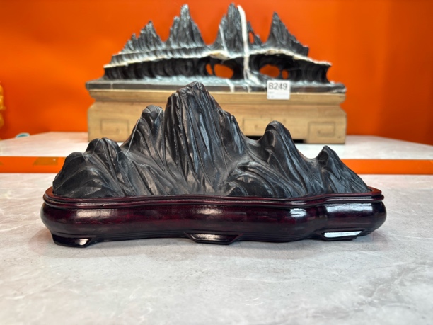 中式灵璧石山峰造型家居风水观赏摆件长30高714宽8