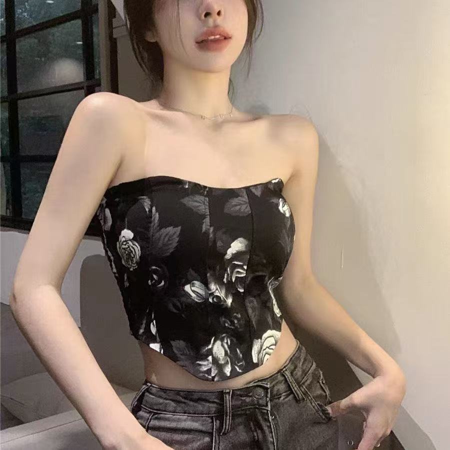 夏季新款辣妹抹胸外穿背心设计感小众气质修身显瘦裹胸上衣女ins