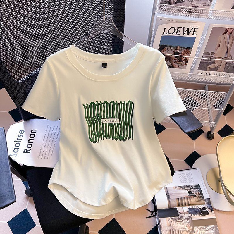 2-300斤特大码夏季爆款时尚设计感宽松显瘦休闲t恤女正肩短袖上衣