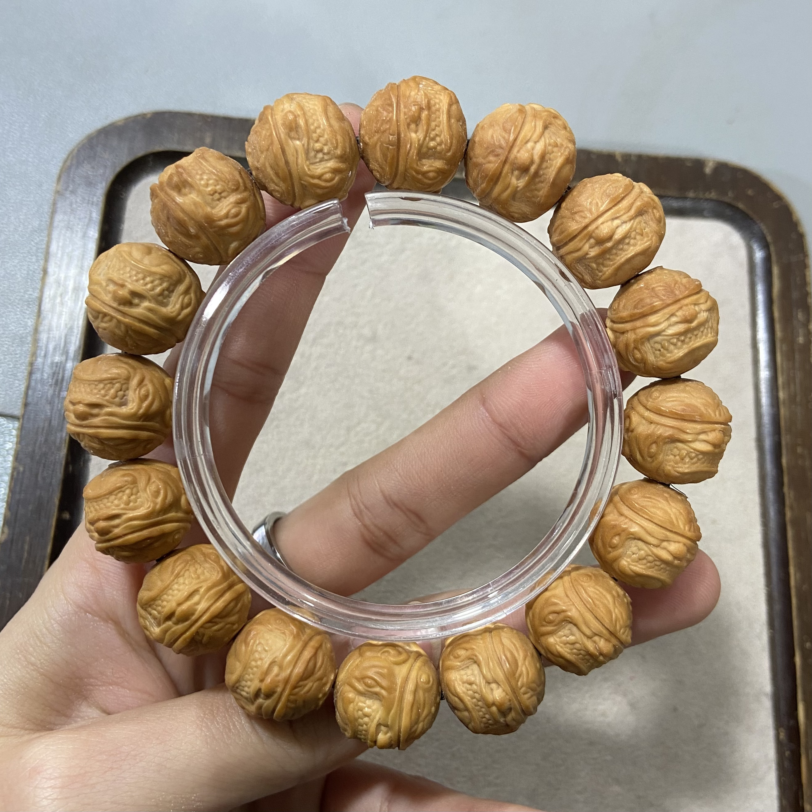 K85【盲憎】猴头核桃雕刻单圈手串