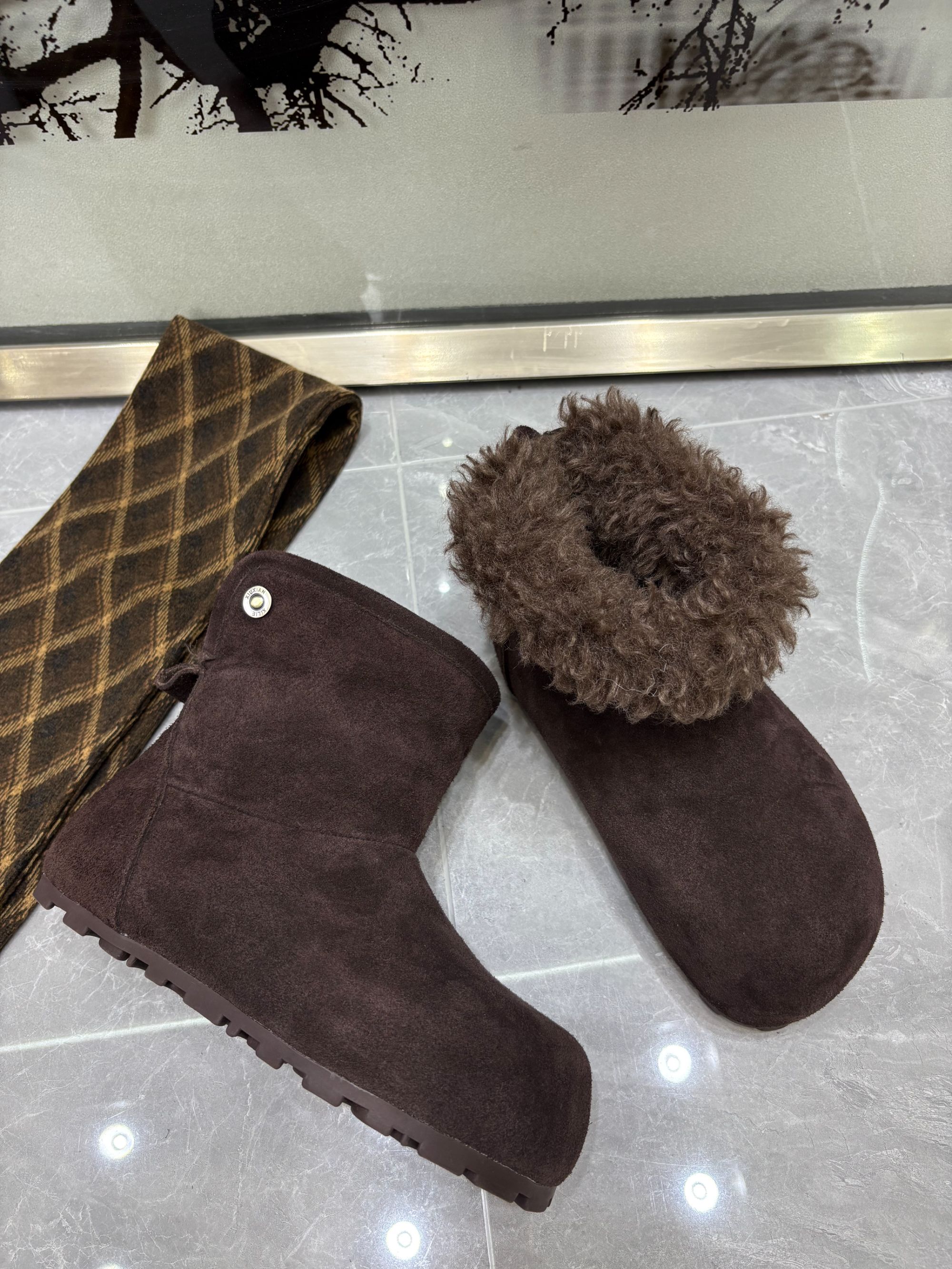 （有运费补贴）1-2025冬季大头雪地靴女加绒保暖复古短筒勃肯棉靴