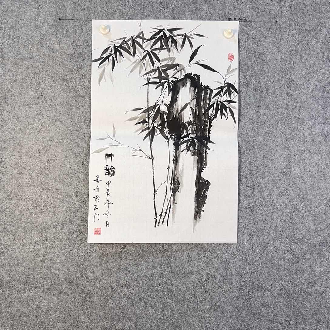 国画183 花鸟在树丛的顶端鸣叫叫声