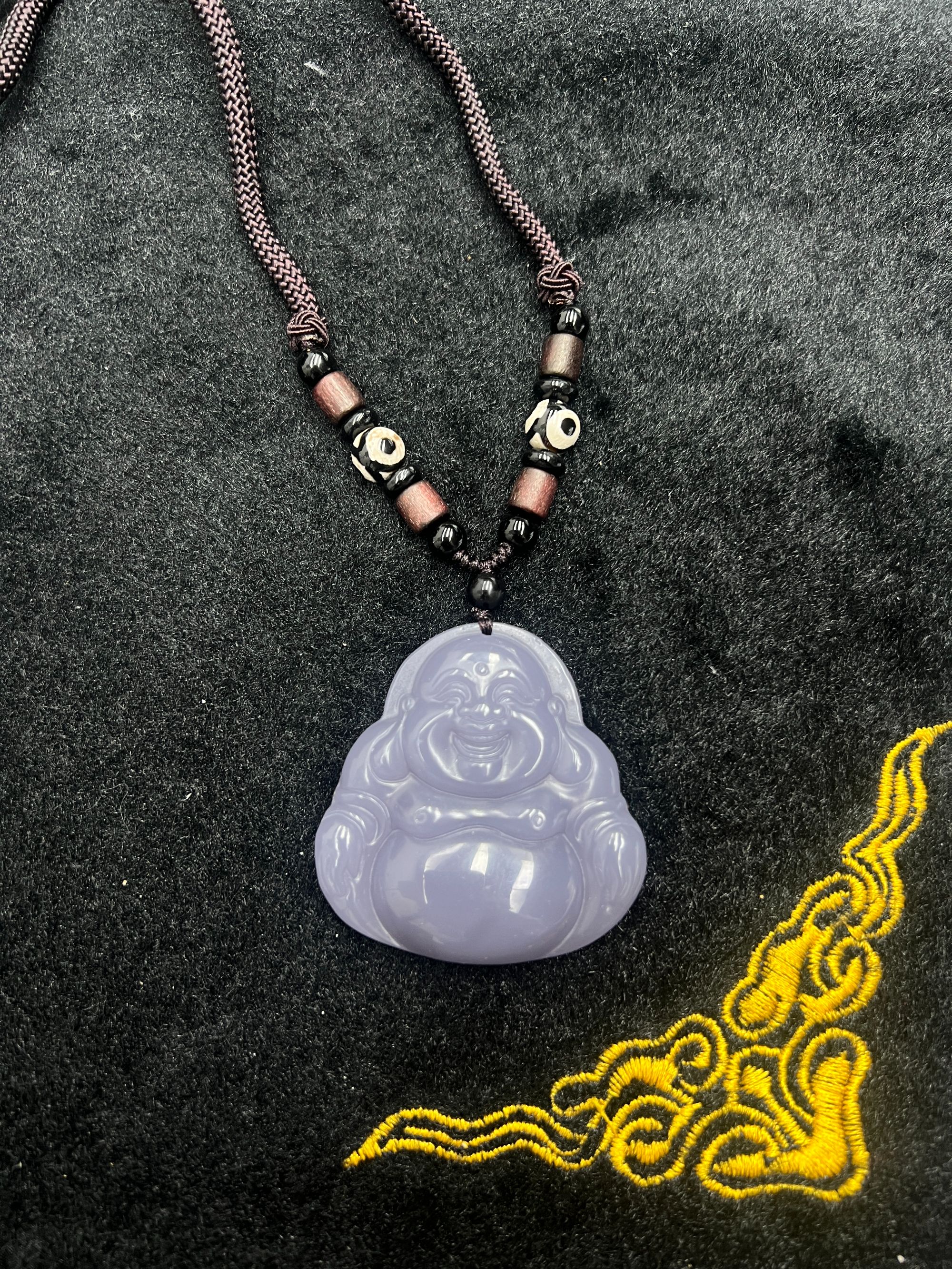 710烟紫佛公项链天然和田玉-天然珠宝发货多样性