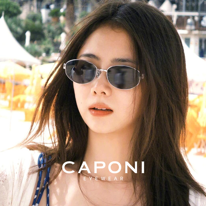 CAPONI轻奢老钱风墨镜女高级感2025新款复古猫眼椭圆太阳镜nocap