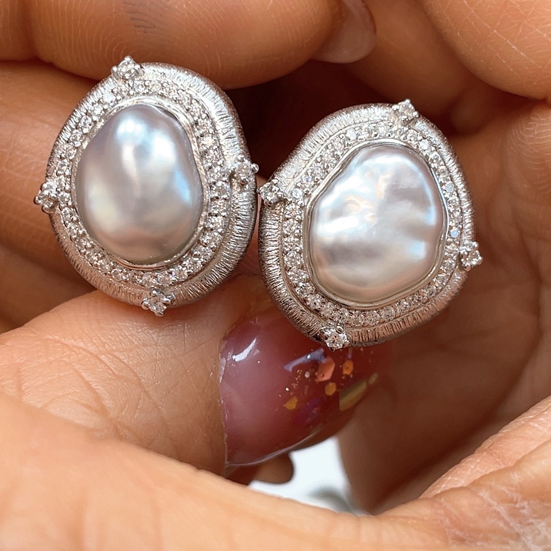 耳饰海水珍珠银S925镶嵌