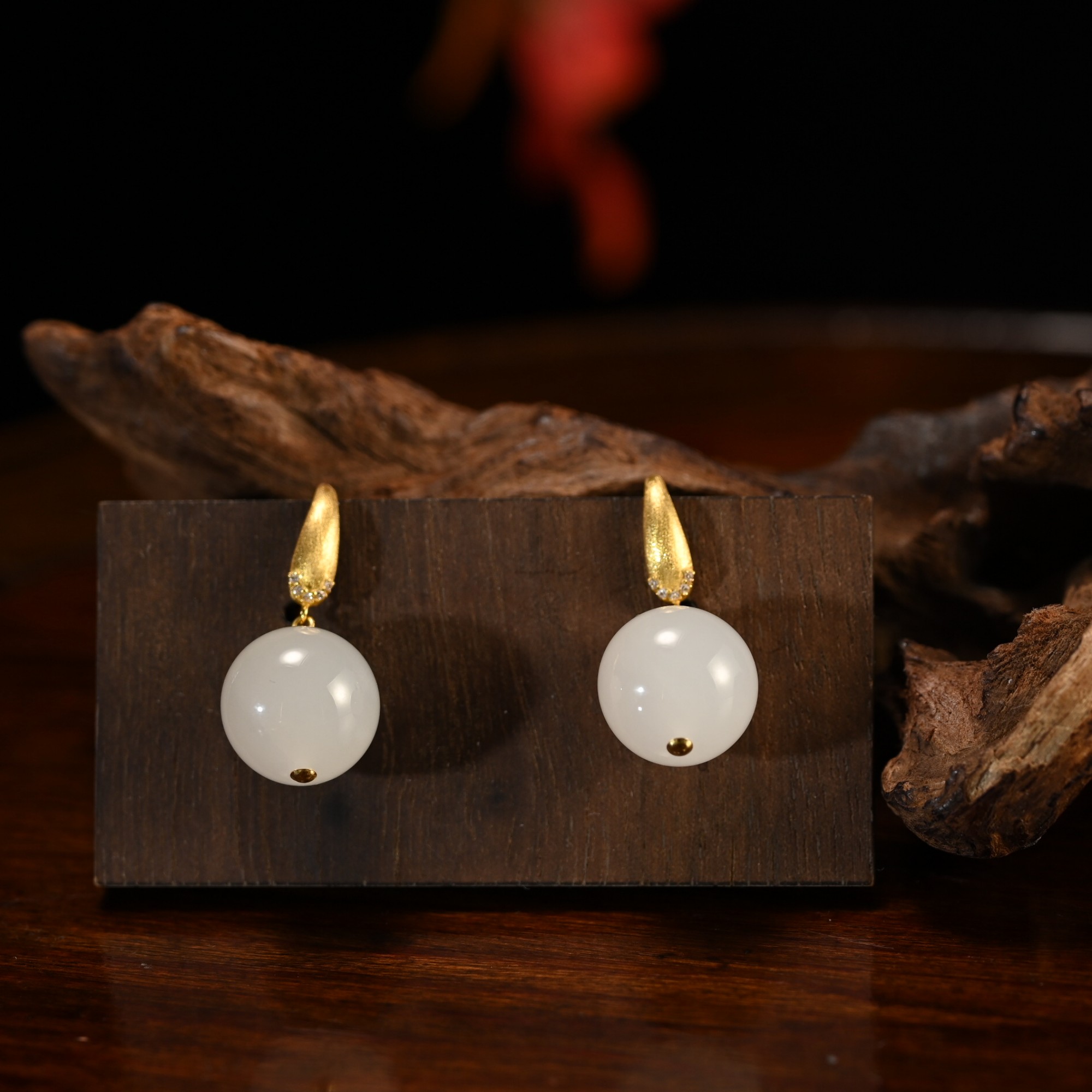 lot8811和田玉白玉耳饰/杭拍