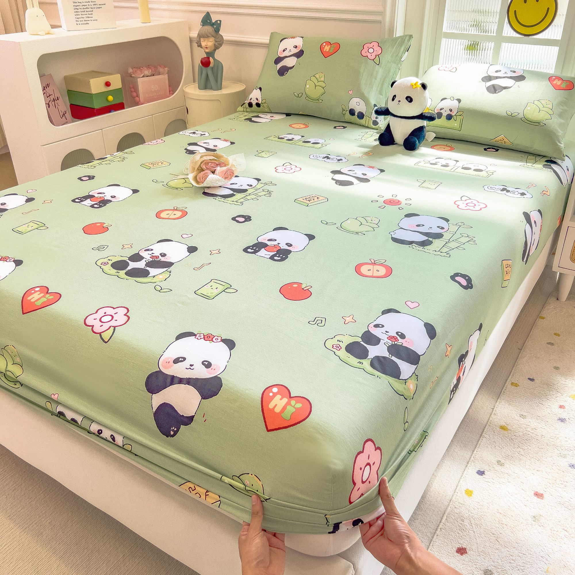 全棉卡通纯棉床笠防滑床垫保护罩可爱100%全棉四季通用宿舍床罩