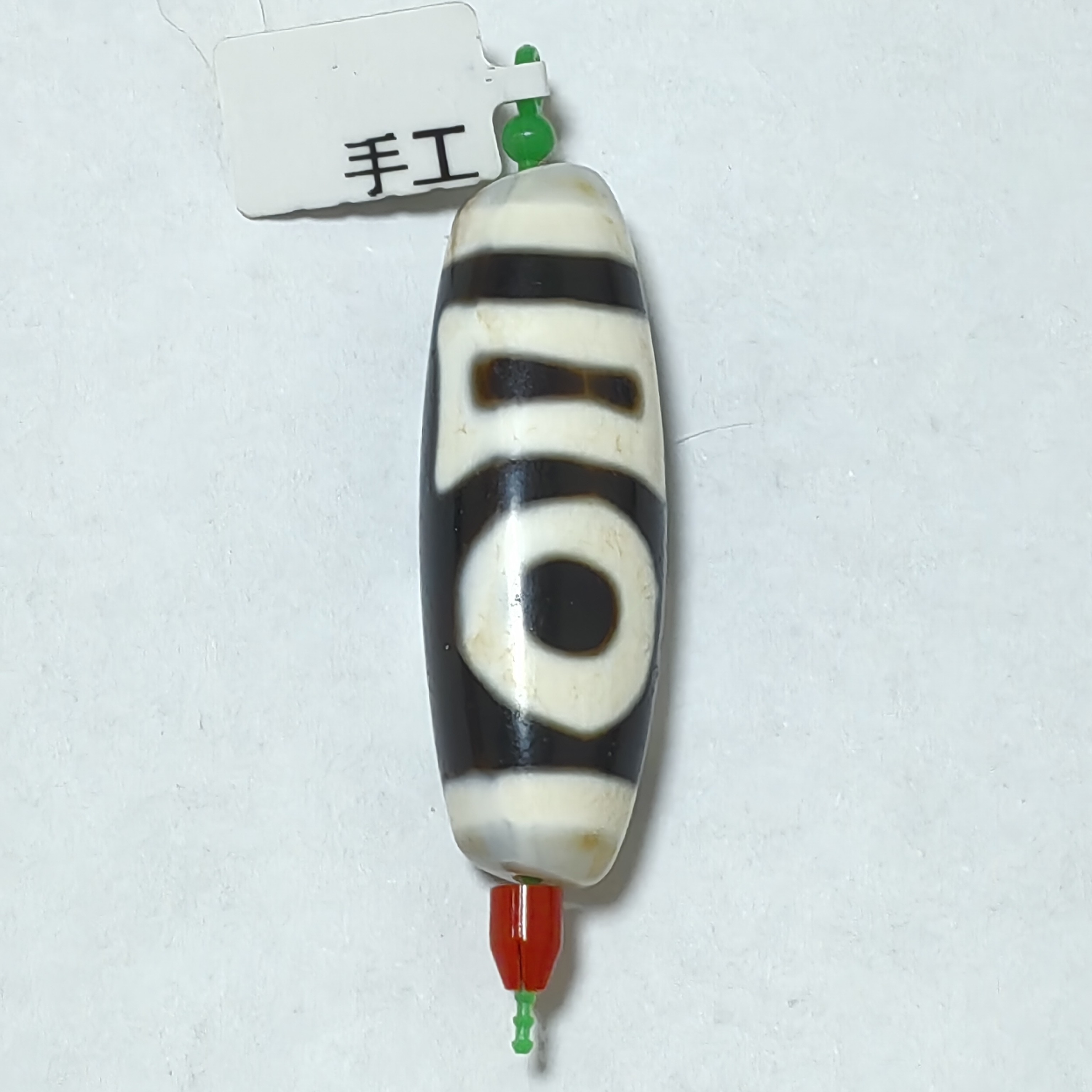 行运精选纯手工双天地玛瑙天珠39.7*13.5