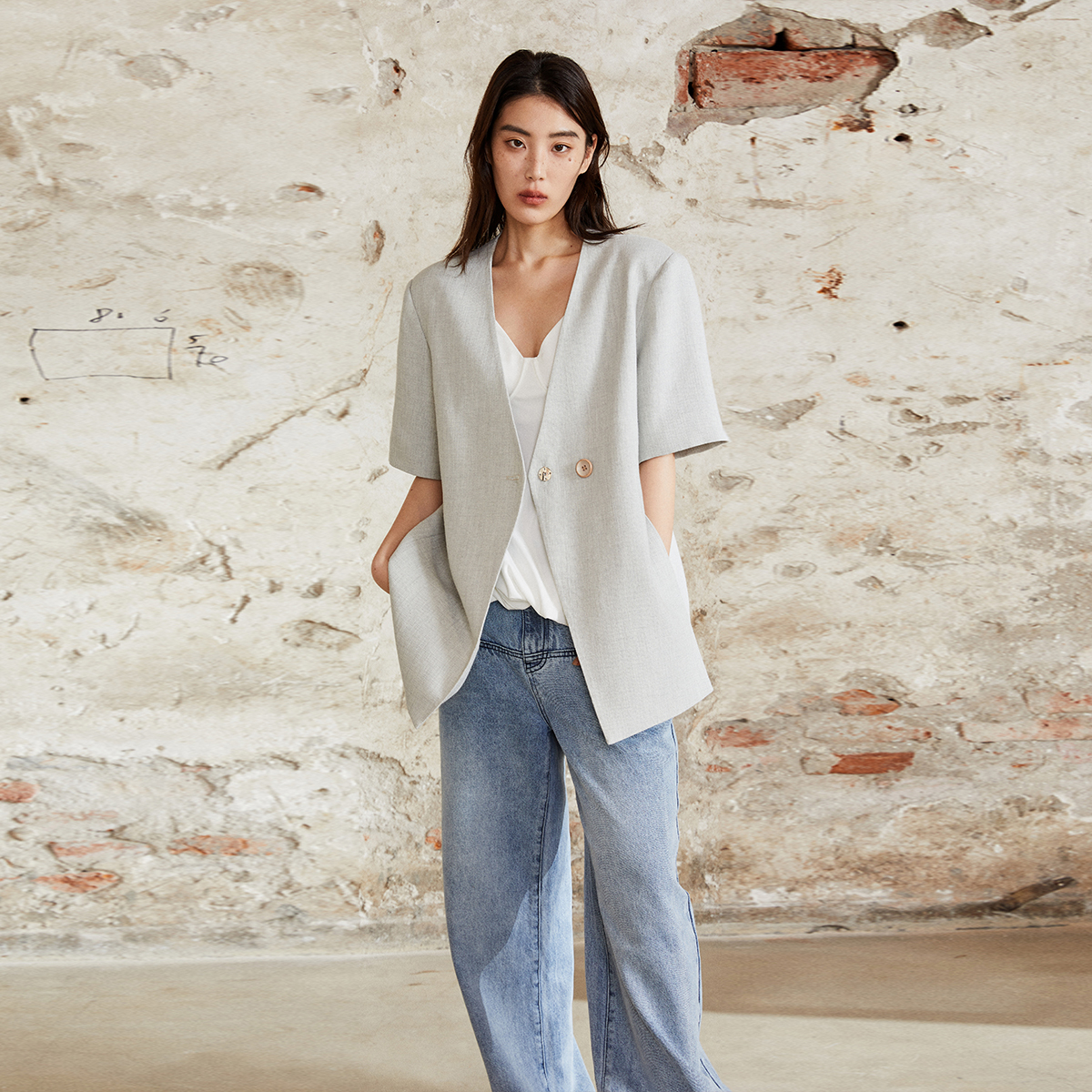 黑标设计感小香风外套女2025夏季气质高及感短袖西装减龄