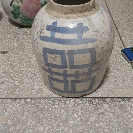 陶摆件双双双喜临门罐罐摆件青花陶瓷摆件青花