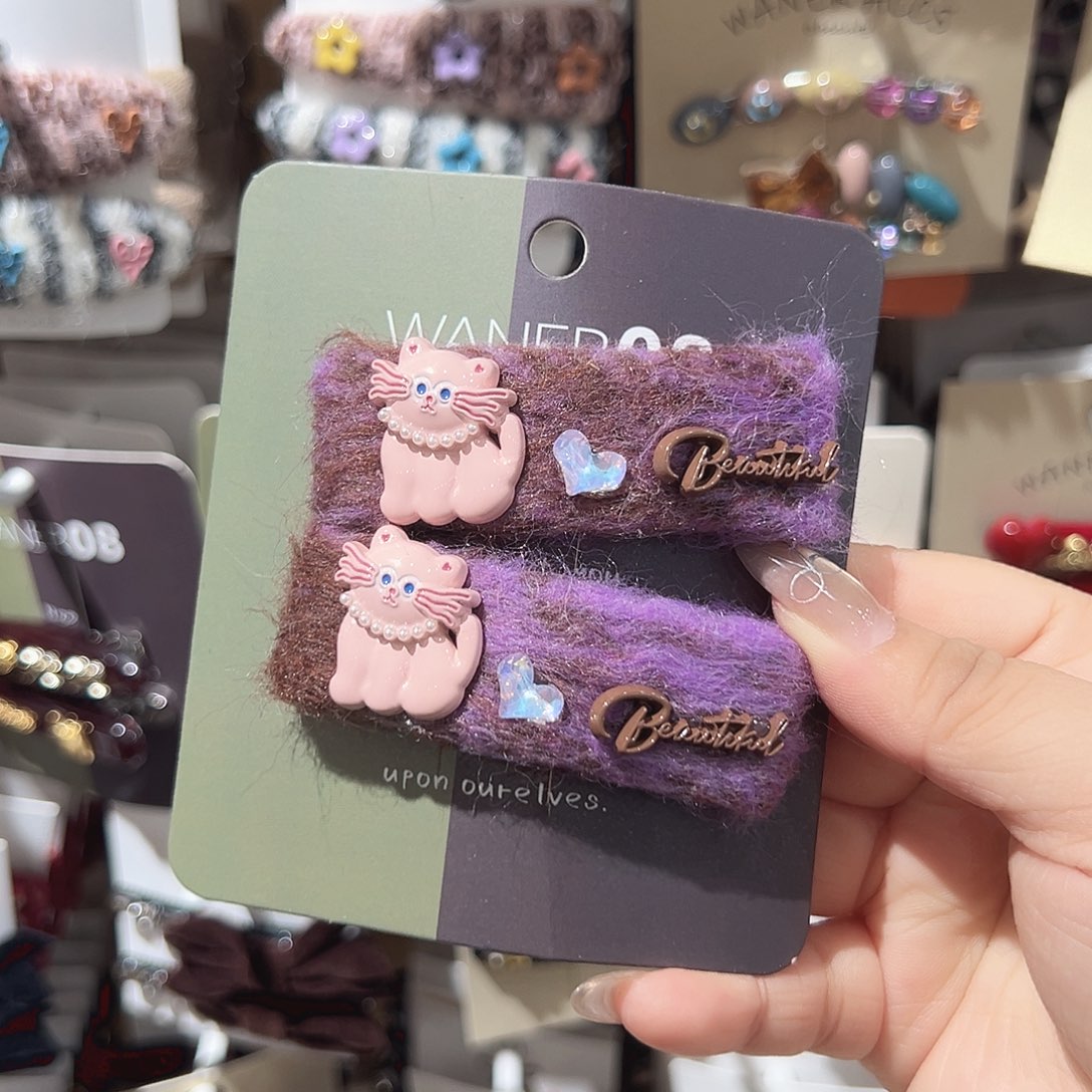 非金属粉色小猫掰掰一对