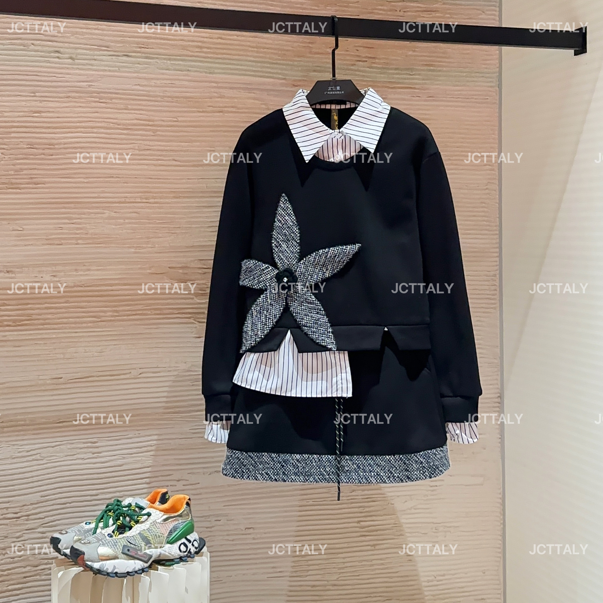 【宠粉价】（加绒）时尚套装秋冬洋气秋季小香风拼接设计师TZ-865