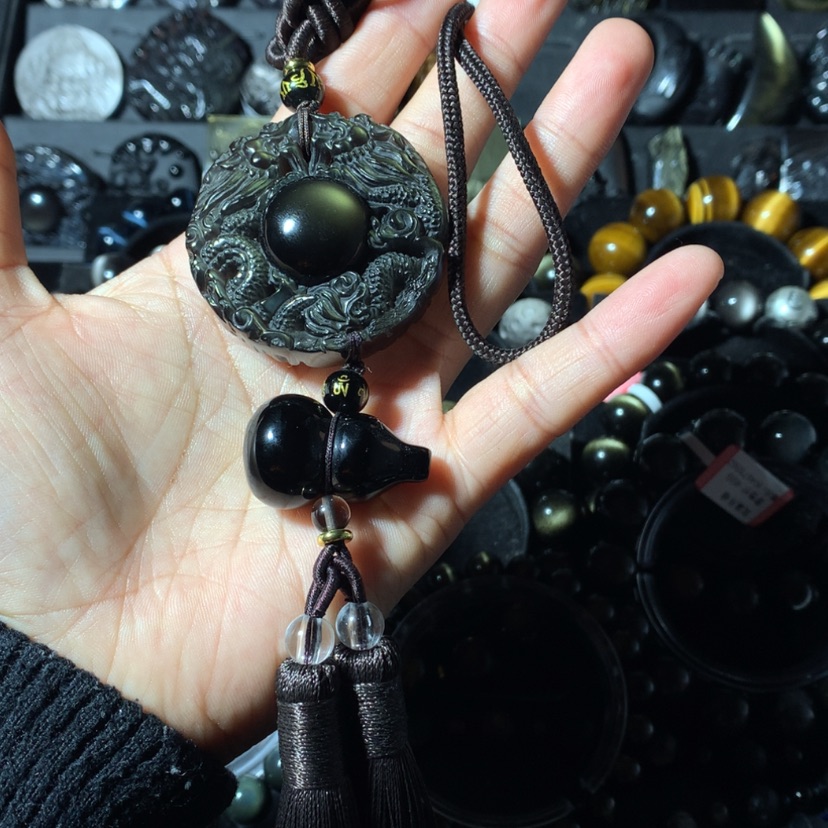 【闪购商品】黑曜岩车挂未镶嵌老*