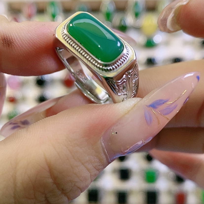 【闪购商品】玛瑙/玉髓戒指银S925镶嵌