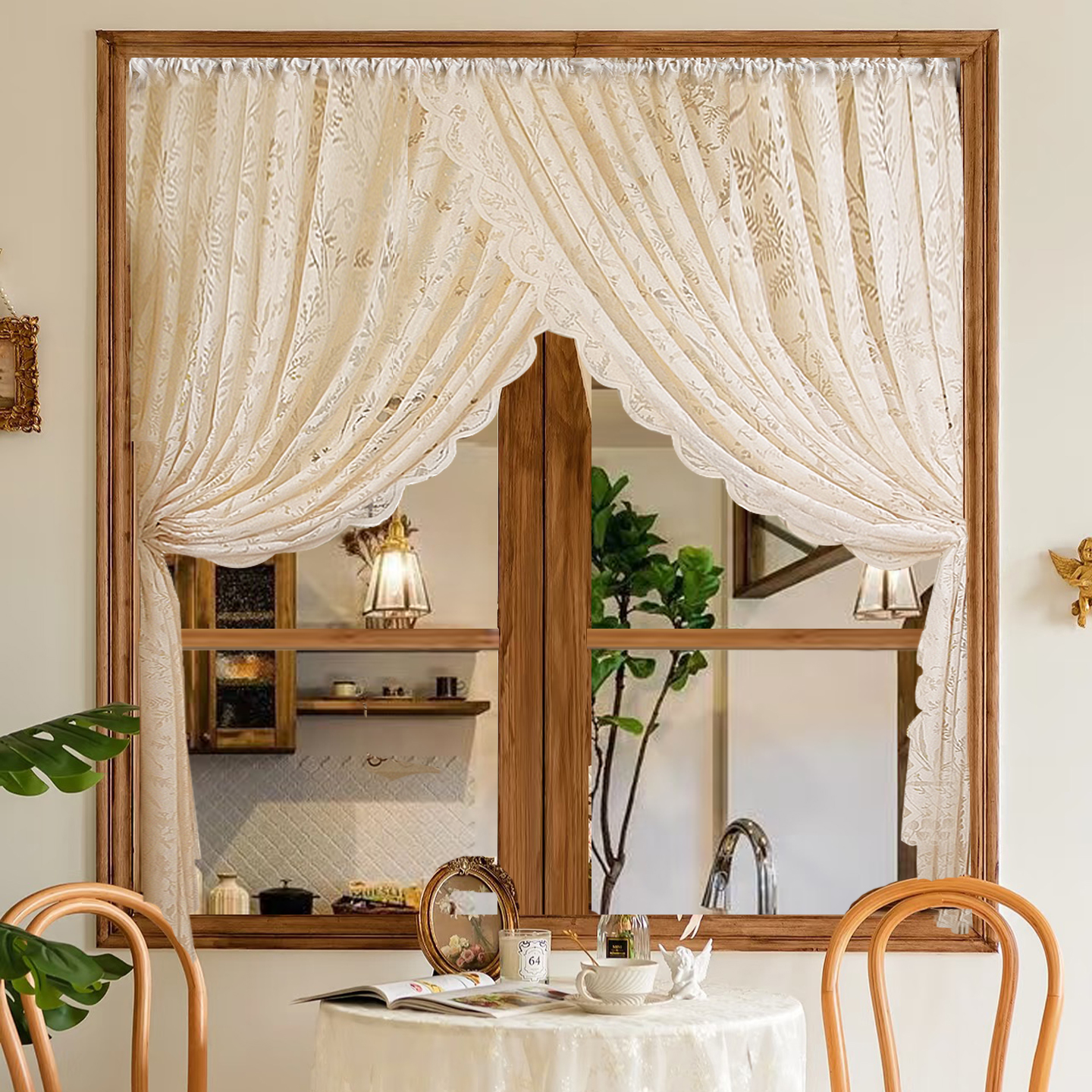 双层交叉式纱门帘拱门弧形门走廊通道隔断帘装饰白纱轻奢