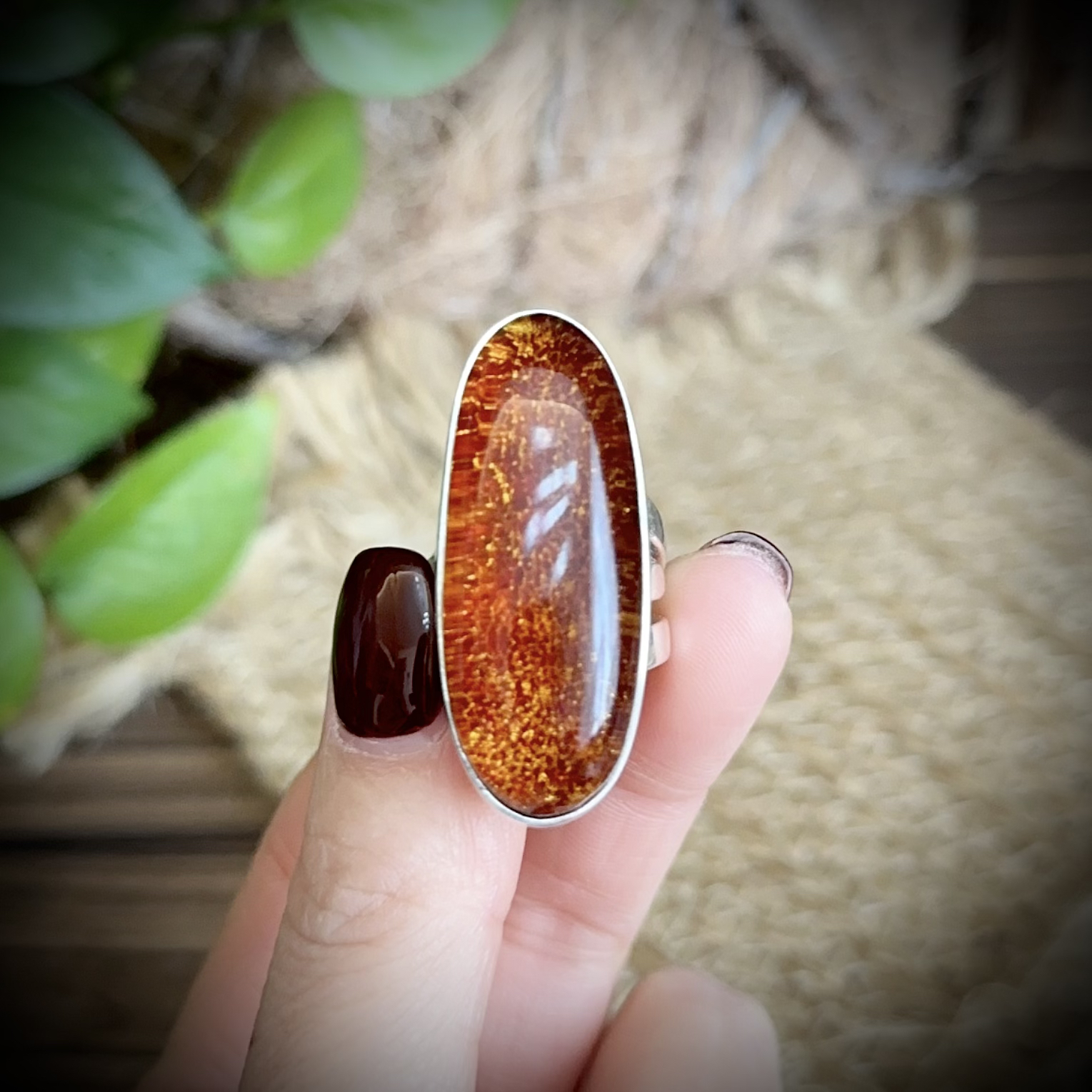 【古香古色】复古s925银蜜蜡琥珀戒指（开口可调节）