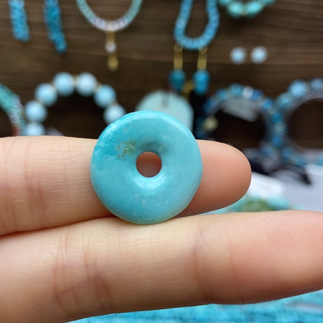绿松石未镶嵌瓷釉级蓝绿色平安扣