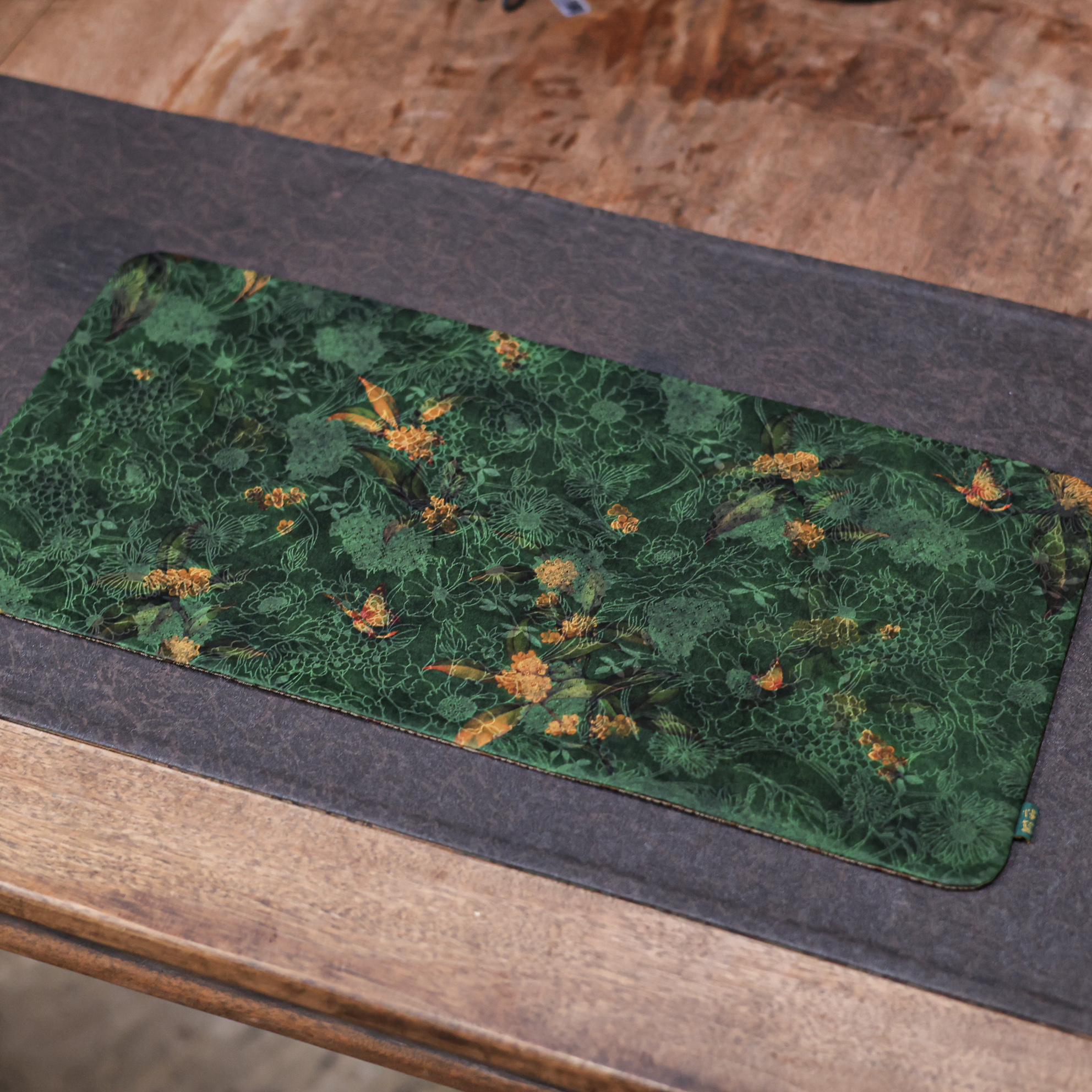 【悦生活】【丹桂金秋】真丝红云纱茶席50*24（慢蓝S1669）