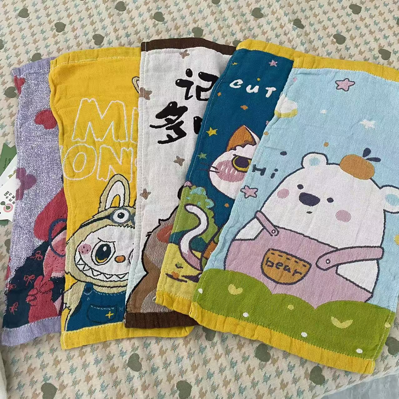 【五条装】纱布纯棉小毛巾柔软吸水可爱家用洗脸巾25*50cm 