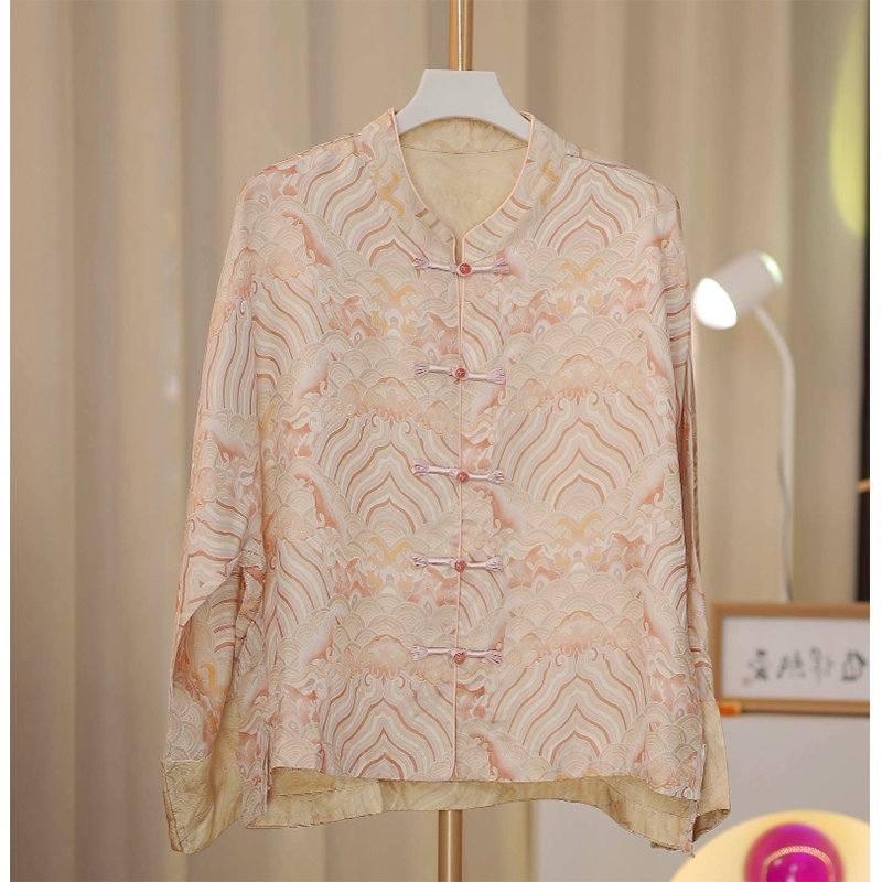 海浪纹-香云纱江崖纹显瘦女高贵气质长袖上衣外套