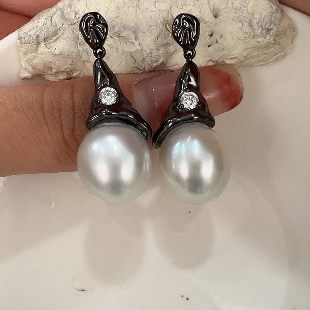 海水珍珠耳饰银S925镶嵌T**y