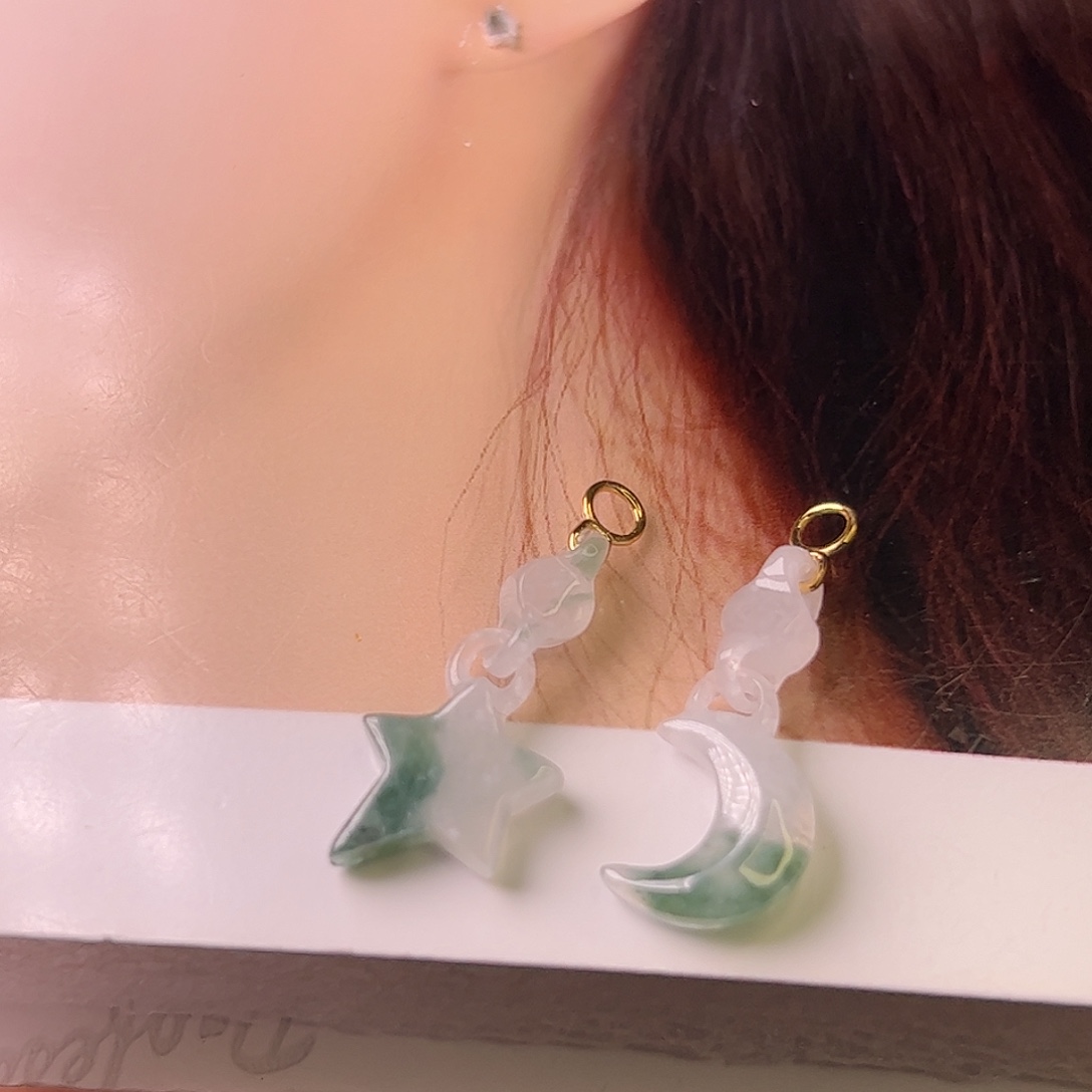 翡翠18K金镶嵌耳饰耳饰