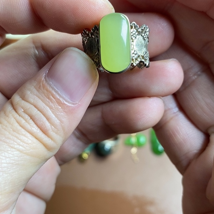 和田玉银S925镶嵌戒指